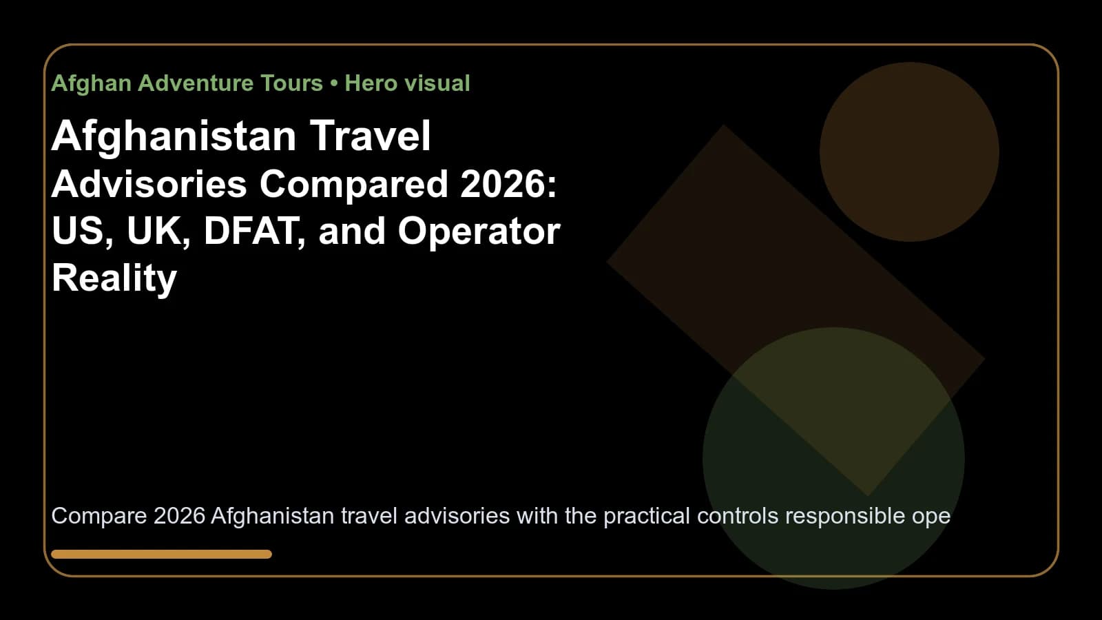 Afghanistan Travel Advisories Compared 2026: US, UK, DFAT, and Operator Reality