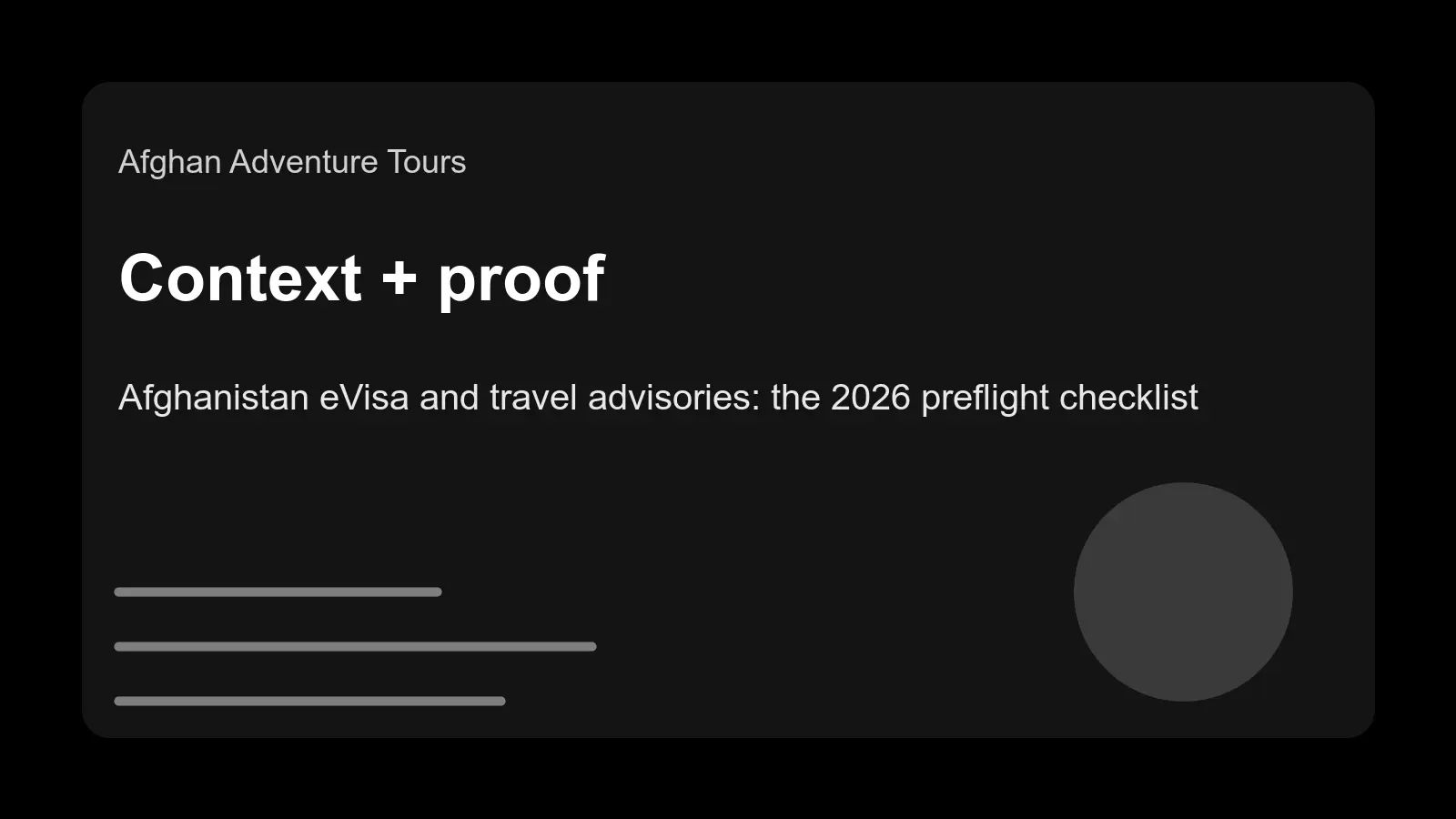 Afghanistan eVisa and travel advisories: the 2026 preflight checklist for responsible tourists - context