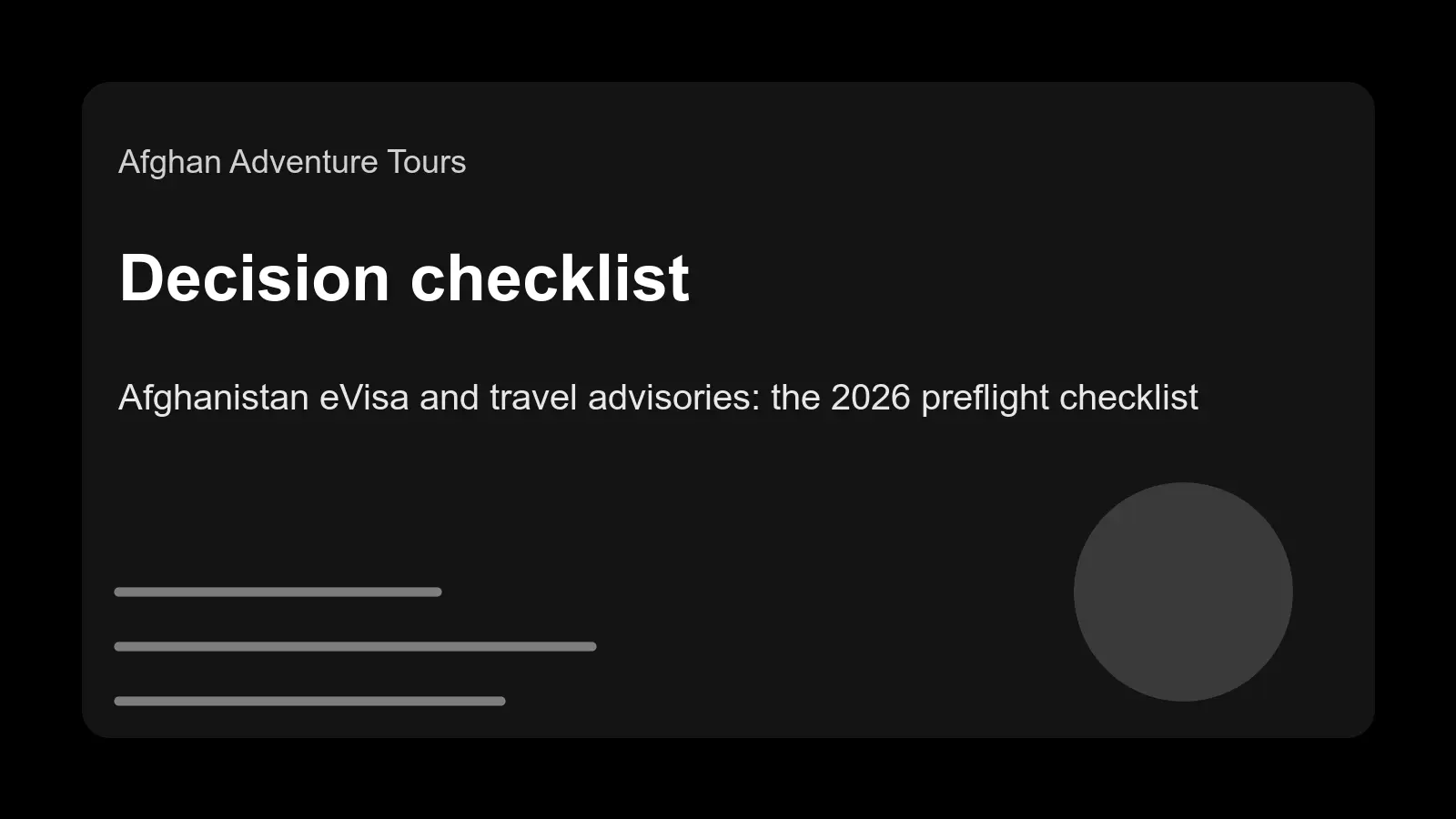 Afghanistan eVisa and travel advisories: the 2026 preflight checklist for responsible tourists - checklist